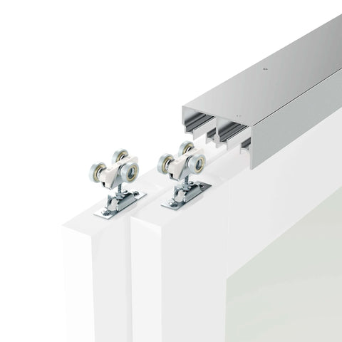 72 Inch Bypass Sliding Door Hardware Kit For Closet Doors With Double Track Smooth And Quiet No Fuss Setup Aluminum Silver Finish