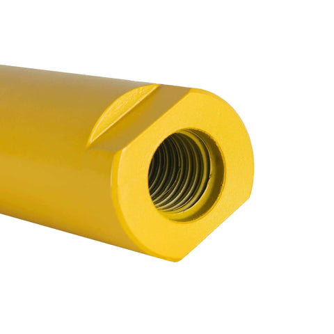 Close-up of Cougar HD Premium 1-1/2 Inch Dry Diamond Core Drill Bit for Dry or Wet Use with threaded arbor, yellow body.