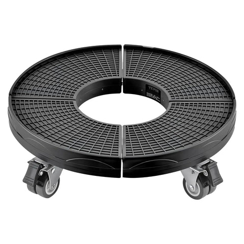 Heavy Duty Round Trash Can Dolly With 4 Lockable Wheels 440lb Capacity Adjustable 15 To 22.8 Inches Drum Roller Base Black