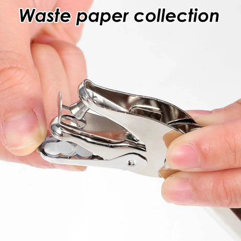 Using a Two Piece Handheld Hole Punch Set With One Quarter Inch And One Eighth Inch Circle Punches for crafts and cards.