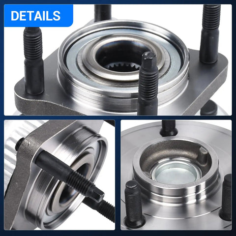 Close-up of Beefed Up Rear Wheel Bearing And Hub Assembly For 2006 To 2010 Jeep Commander And 2005 To 2010 Grand Cherokee, Rear Left And Right Pair, 5 Lug With ABS, Fits SUVs, Heavy Duty Replacement.