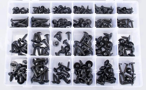 Auto Body Self Tapping Phillips Head Screws Kit With Washer Head 270 Piece Assortment In Sizes 8 10 12 14 For Quick Vehicle Panel Repairs