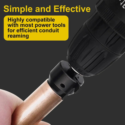 Universal EMT Conduit Reamer For One Half Inch Three Quarter Inch And One Inch Pipes With Improved Bit Retention in drill
