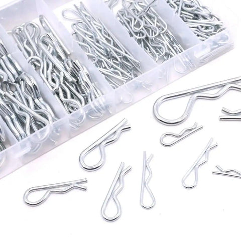 Heavy Duty Zinc Plated Hair Pin Cotter Pin And Hitch Pin Assortment Kit 150 Pieces In Six Sizes Clear Storage Box Corrosion Resistant