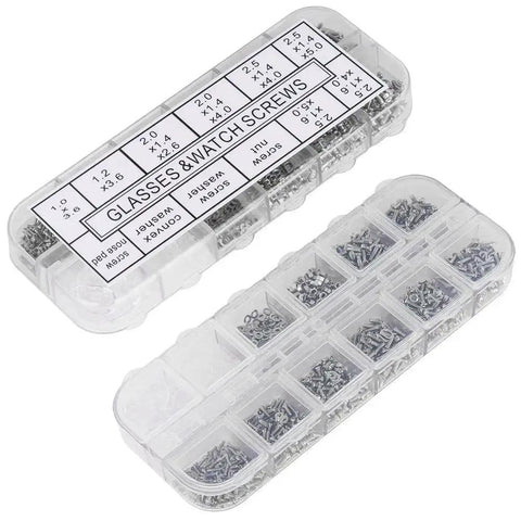 All In One Eyeglasses Repair Kit With 1100 Tiny Screws, compartment box with assorted screws for glasses and watches repair
