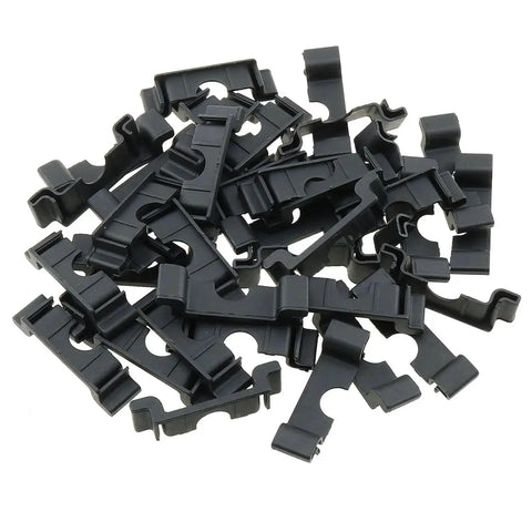 Pile of Durable 35mm DIN Rail End Cap Protector Covers For Terminal Blocks, Black Plastic End Mount, Clamp Style, Eco Friendly Materials