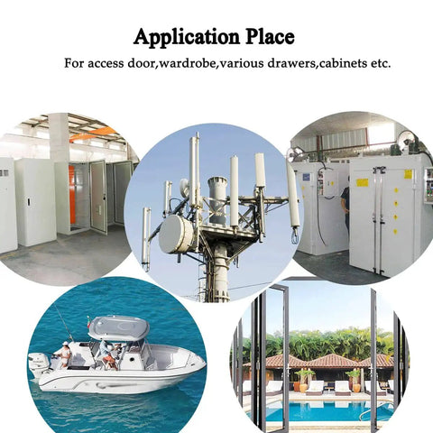 Applications for 2 Pack Zinc Alloy Recessed Pull Handles For Cabinets And Containers, Black Finish shown across various environments.