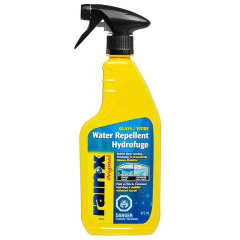 Water Repellent Glass Treatment For Rainy Day Driving That Boosts Visibility By Making Rain Bead Up And Slide Off The Windshield 473mL Bottle Rain X Original.