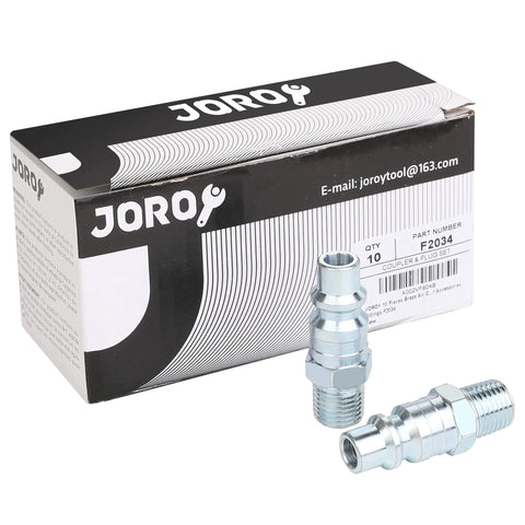 JOROY 3/8 high-flow air hose fittings M-type plug, steel, 1/4 in male threads, 10-piece set