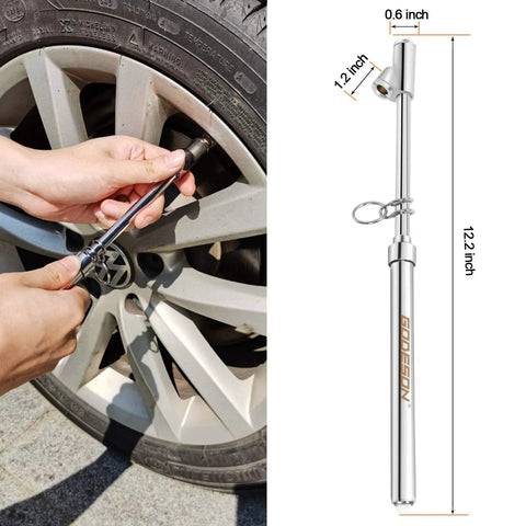 GODESON dual-head tire pressure gauge, chrome finish, pack of 2; automotive tire use, 12.2-inch length.