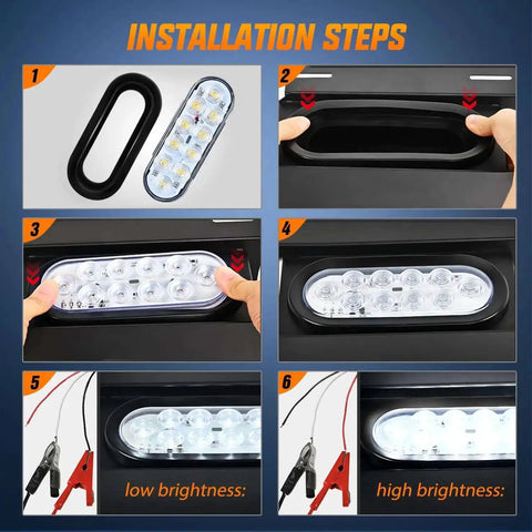 Installation steps for Six Inch Oval Trailer Tail Light Kit With Red And White 10 LED Per Light 6 Pack Flush Mount