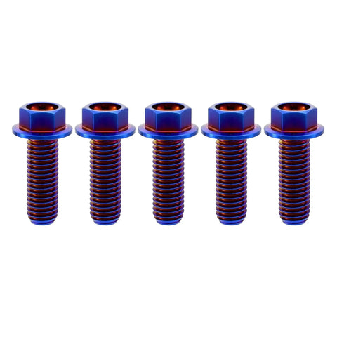 Burnt Blue Titanium Flanged Hex Head Bolt M8x1.25x20mm Pack Of 5 6AL4V Aerospace Grade Ti Rust Proof Fastener
