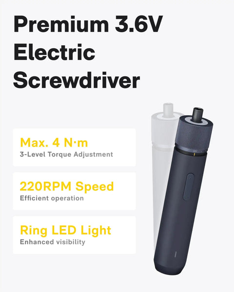 18 Piece Electric Screwdriver Tool Kit With LED Light 3 Torque Settings 10 Bits Compact Portable Home Repair Set