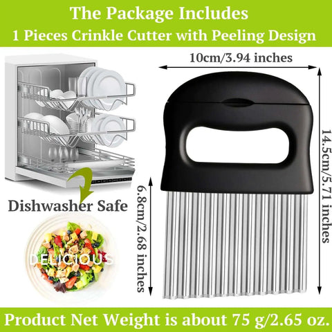 2 In 1 Crinkle Cutter And Peeler For Potatoes And Veggies, Wavy Slicer Chopper For Fries, Carrots, Onions, And Fruits