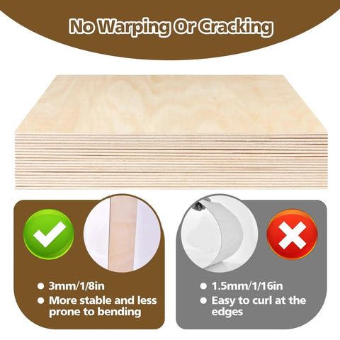 Stack of basswood sheets set 24 pieces 3mm thick 12x12 inch for laser cutting and engraving DIY crafts wood burning painting.