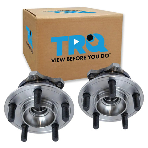Rear Wheel Bearing And Hub Assembly Set, Driver And Passenger Side, 2 Piece Replacement Kit For 08-14 Dodge Challenger next to box
