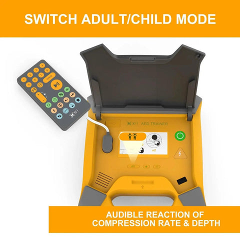 AED Trainer Kit With Realistic AED Simulator For CPR Practice, Semi And Full Auto Modes, Voice Prompts, XFT 120GA Orange