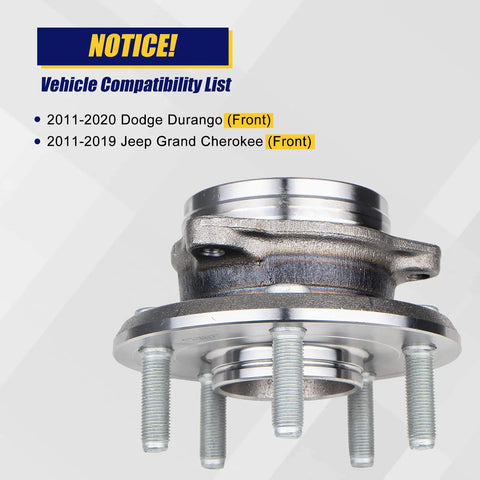 Front Wheel Bearing And Hub Assembly 513324 For Dodge Durango 2011 Through 2020 And Jeep Grand Cherokee 2011 Through 2019 With ABS, side view