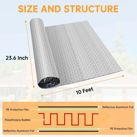 Double Reflective Bubble Insulation Roll For Windows And Roofs Aluminum Foil Radiant Barrier Shield 23.6 inch x 10 foot
