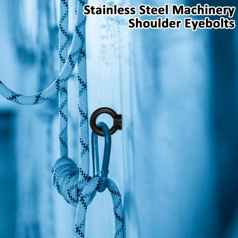 4 Pack M6 Lifting Eye Bolts 12mm Black Stainless Steel Eyebolts 304 Beefy Rugged Heavy Duty Ring Lift Eyes attached with rope