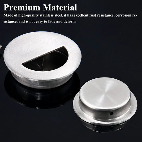 Round Hidden Door Pulls Set, Stainless Steel Recessed Flush Cabinet Pulls for Sliding Barn Doors, No Sweat Install 50mm Diameter, 2 Pieces With Screws And Included Mini Screwdriver, Brushed Nickel Finish visible in image.