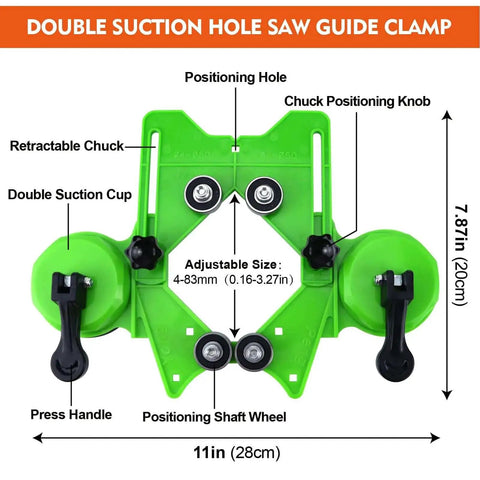 Diamond Hole Saw Kit For Ceramic Tile Glass Porcelain Marble And Granite, 10 Pcs Dry And Wet Core Bits With Double Suction Cups guide clamp