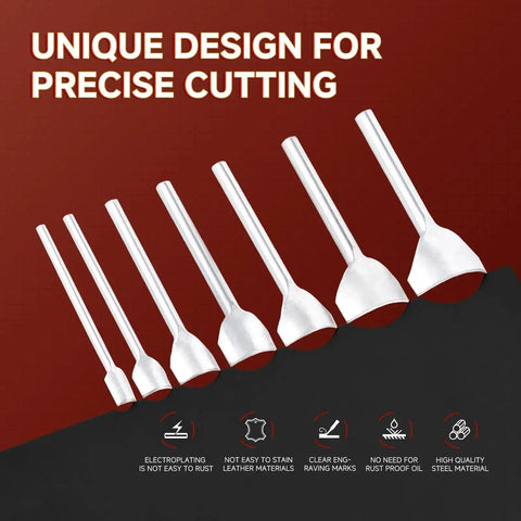 7 Piece Pro Grade Leather Craft Tools Arc Shaped Quarter Circle Punch Set With Edge Cutters for Precise Cuts