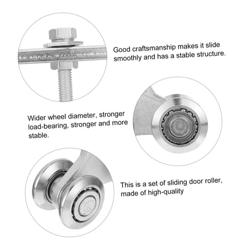 Close-up view of 1pc Heavy Duty Sliding Door Track Roller Galvanized Industrial Door Pulley For Smooth Operation Durable Steel Door Runner