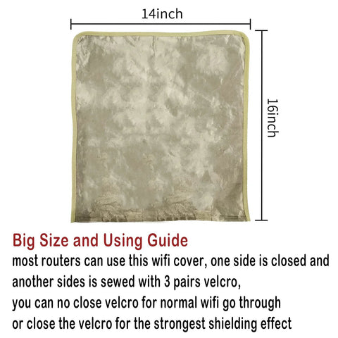 WiFi router cover, beige fabric with pale yellow trim, 14 x 15.5 inches