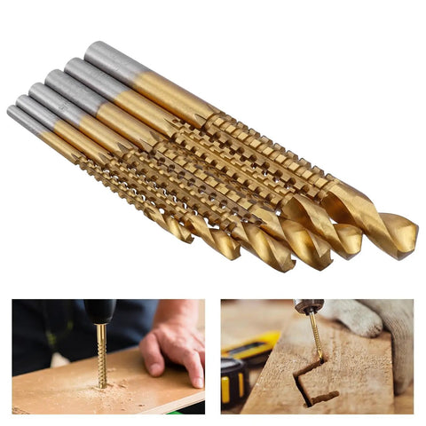 Must Have Titanium Coated HSS Drill And Saw Bit Set For Wood Metal Plastic Six Piece 3.0mm to 8.0mm with 135 Degree Split Point