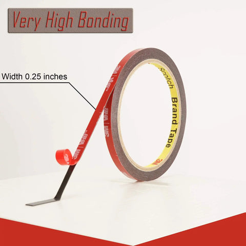 Double Sided Mounting Tape Heavy Duty 0.25 Inch Wide 10 Feet Black Waterproof Foam Tape 5925 VHB Acrylic Adhesive roll on table.