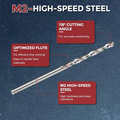 Beast 10 Pack 2.25mm HSS Drill Bits For Metal Wood Plastic With 135 Degree Split Point, 52mm Overall Length And 27mm Flute