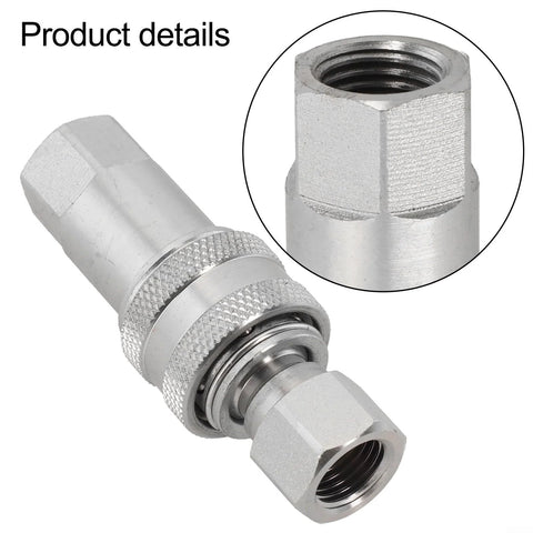 Amazon hydraulic quick connector for M14, silver metal coupler with knurled sleeve, 1 set