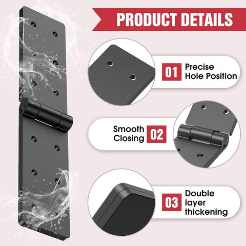 Heavy Duty Gate Hinges 270 Degree Adjustable Fold Flat For Wooden Fence Barn Door Shed Exterior Gates Pair Black details