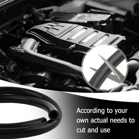 Automotive heater hose kit: black silicone hose, 5 ft long, 5/8 in ID (16 mm) with clamps.