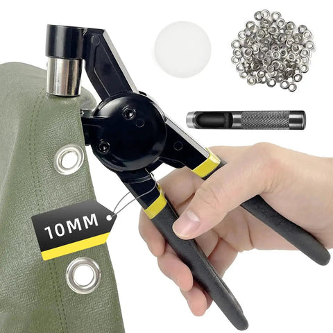 3/8 Inch Grommet Tool Kit Handheld Eyelet Press With Manual Grommet Press Machine, 500 Pcs 10 Mm Grommets, No Pre Drill Needed