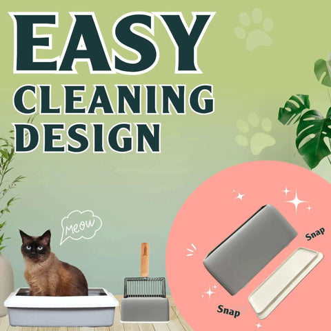 Cat near 5X Faster No Shake Metal Cat Litter Scoop With Stainless Steel Sifting Design And Holder, Easy Cleaning Design text