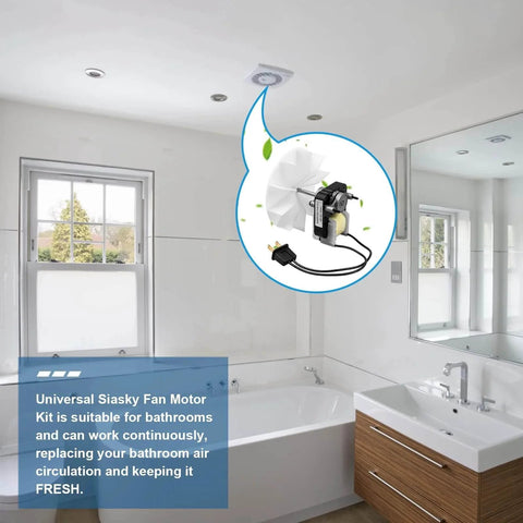 Bathroom with Universal Bathroom Vent Exhaust Fan Motor Replacement Motors Kit installed, featuring blower wheel for Nu-Tone 120V 50CFM