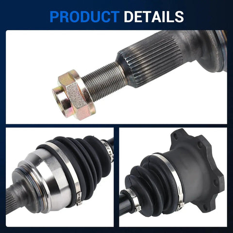 Close-up of Pair Front CV Axle Shaft Assembly Replacement For 2007 To 2020 Chevy Tahoe Silverado 1500 Suburban Yukon GMC Sierra 1500 Cadillac Escalade 4x4 Driver And Passenger Side showing shaft details and connectors.