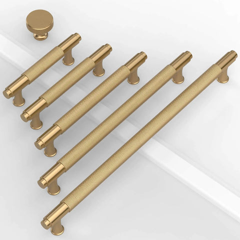 10 Pack Champagne Bronze Knurled Cabinet Knobs For Dresser Drawers Brass Cupboard Hardware For Cabinets CK0029 displayed