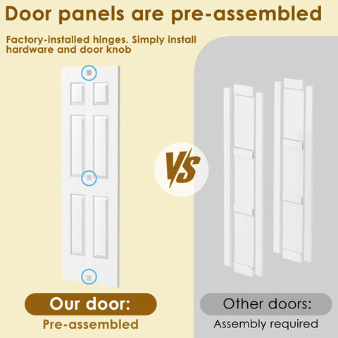 Comparison of pre-assembled bifold door and other doors, highlighting ease of installation with Bifold Door For 30 By 80 Opening.