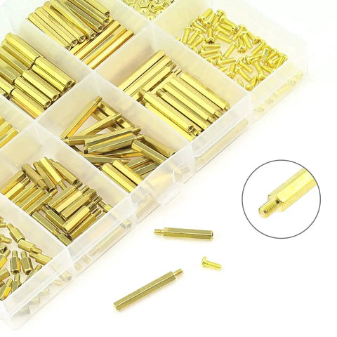 Brass M2 Spacers And Screws Kit 322 Piece Set With 10 Sizes Of Female To Female Hex Standoffs M2x5mm Screws for PCBs
