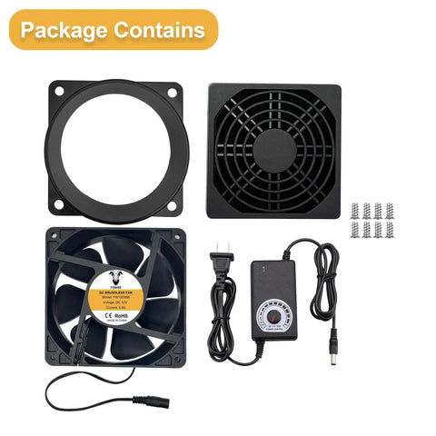 Compact 120mm DC Soldering Fume Extractor Fan With Filter Pad And Duct Kit Adjustable Speed Plug And Play Package Contents