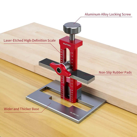 Three In One Cabinet Door Mounting Jig With Support Base For Frameless Or Face Frame Cabinets, Adjustable Aluminum Alloy Hardware Jig For Wall And Base Cabinets, Pro Grade Installation Tool For Precise Drilling And Mounting, with aluminum alloy locking screw and high-definition scale