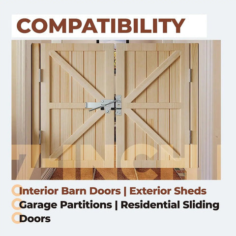 Zinc Plated Barn Door Jamb Latch With Hook For Bi Parting Doors 7 Inch Secures sliding barn doors and gates closed