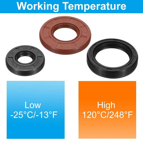 Reliable 25mm X 35mm X 7mm Oil Seal Set For Bearings Pumps And Engines with temperature range, nitrile rubber in black and red, PATIKIL