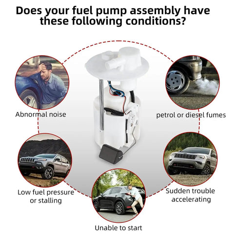 Fuel Pump Module Assembly For Toyota Corolla And Matrix 2005 2008 1.8L Gas Engine Electric Replacement P76578M 88973532 OE Numbers Compatible Direct Fit Plug And Play displayed with symptoms such as abnormal noise and low fuel pressure.