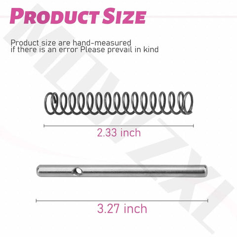 Locking Pin And Spring Kit For Blackstone Griddles With Flexfold Legs, showing spring and pin dimensions, 2.33 and 3.27 inches.