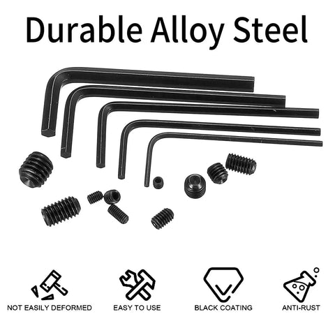 Heavy Duty 400 Piece Set Screws Kit With M3 M4 M5 M6 M8 Allen Head Grub Screws Black Finish Alloy Steel Rust Resistant