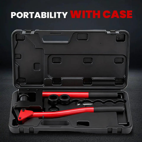 Heavy-Duty Metal Stud Punch Set With Seven Eighths Inch, One And One Eighth Inch, And One And Eleven Thirty-Seconds Inch Dies in case